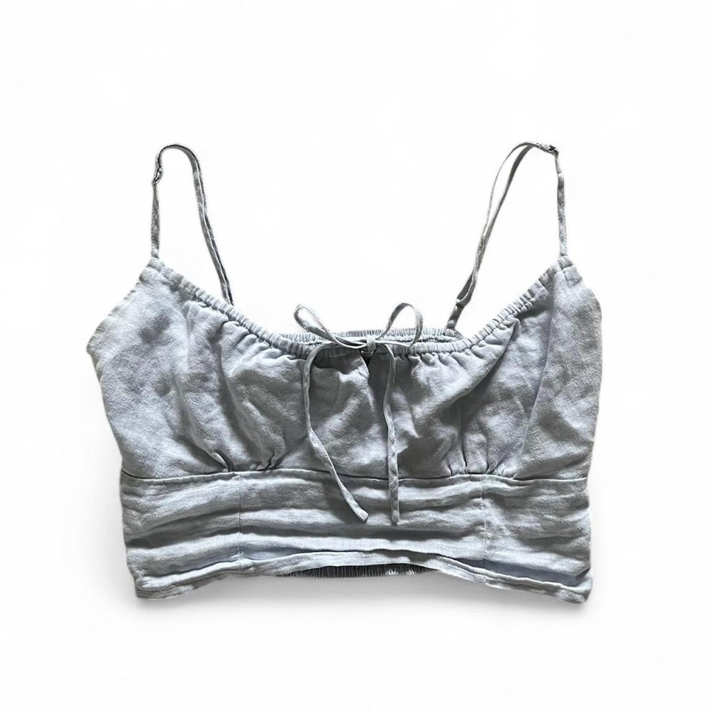 Brandy Melville Light Blue Linen Crop Top